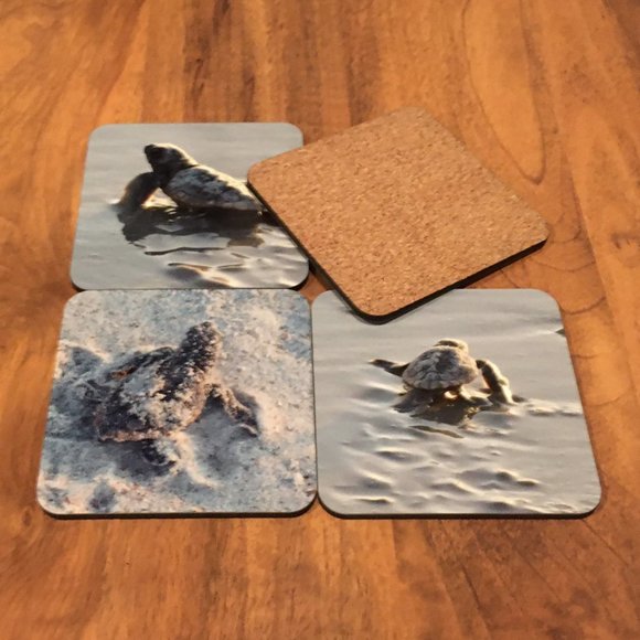 Turtle Coasters - Cork Bottom - 2 Sets of 4 (8 total) - NWOT - Picture 2 of 6